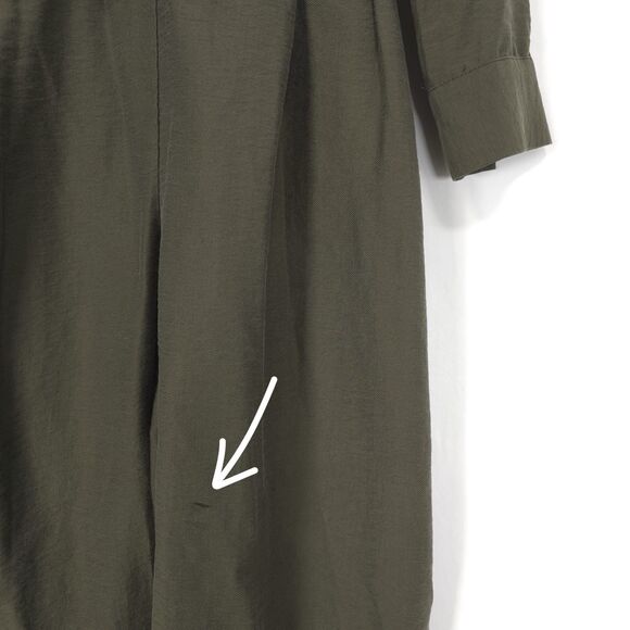 ZARA Jumpsuit MEDIUM Olive Green Utility Button Front V Neck Lyocell 3564/064 - Picture 7 of 12